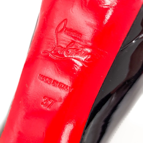 Christian Louboutin Fetish Peep 150 Black Patent Leather Platform Heels EU 37 - Picture 7 of 9